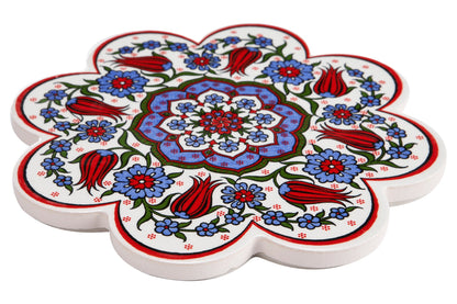 Sottopentola smerlato decorato a mano in ceramica