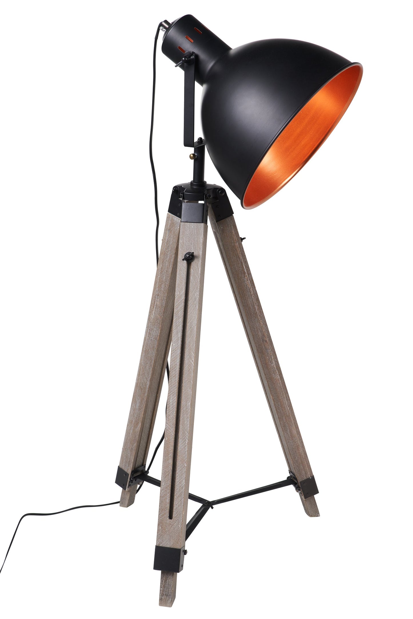 Lampada regista da terra con faro colore ottone