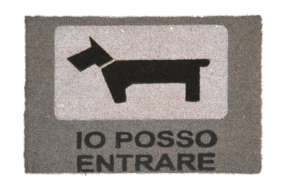 Coco door mat-sagoma canna io posso entrare nero grigio