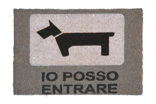 Coco door mat-sagoma canna io posso entrare nero grigio