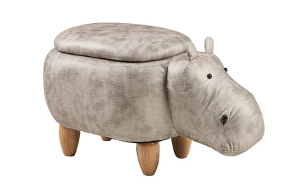 Pouf imbottito in fintapelle, legno - ippo bianco con contenitore