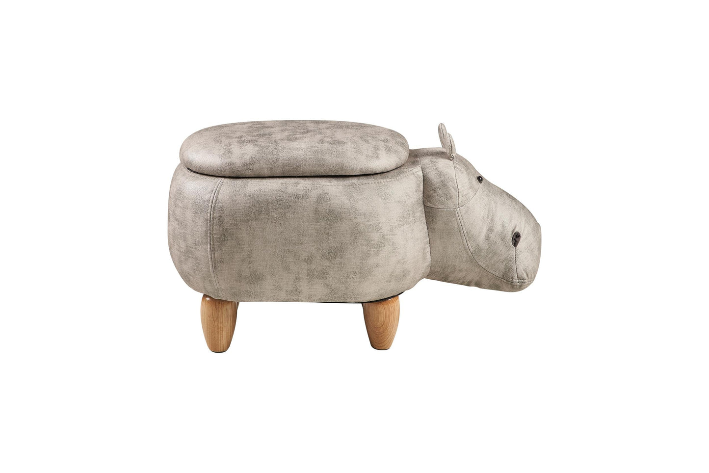 Pouf imbottito in fintapelle, legno - ippo bianco con contenitore