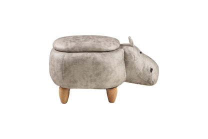 Pouf imbottito in fintapelle, legno - ippo bianco con contenitore