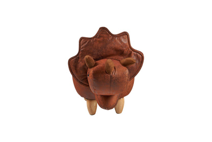 Pouf imbottito finta pelle, legno - rino marrone c/contenitore