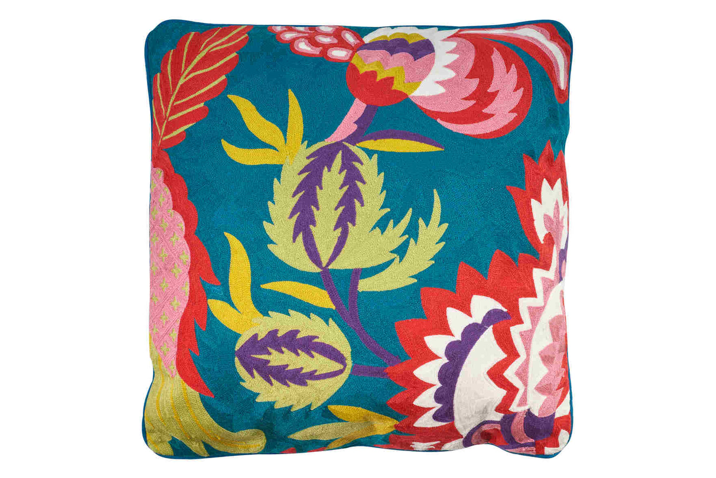 Cuscino fiori colorati base pavone c/interno