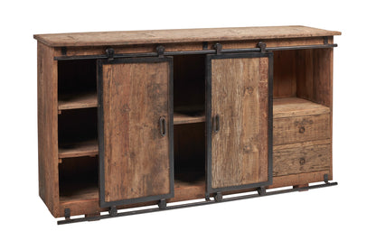Credenza in legno riciclato con sportelli scorrevoli