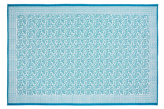 Vietri - mezzero singolo decoro turchese in cotone - 180x270