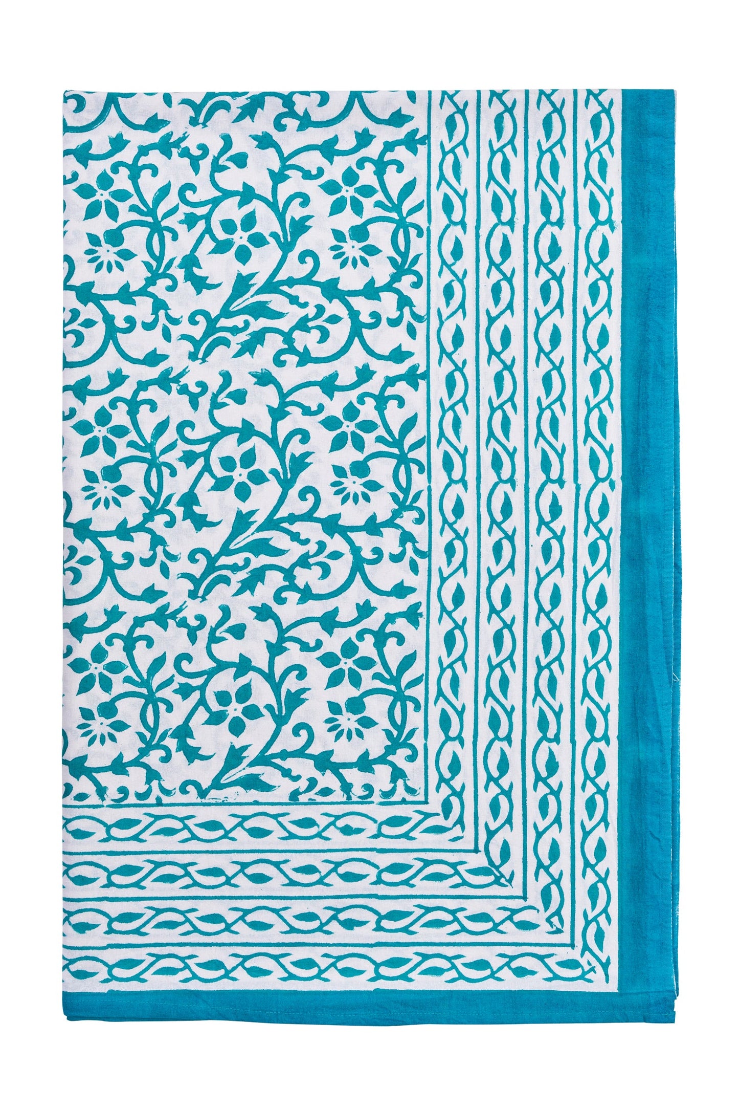 Vietri - mezzero singolo decoro turchese in cotone - 180x270