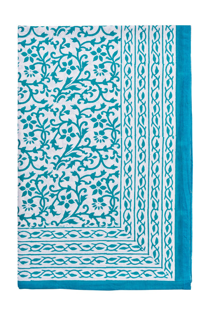 Vietri - mezzero singolo decoro turchese in cotone - 180x270