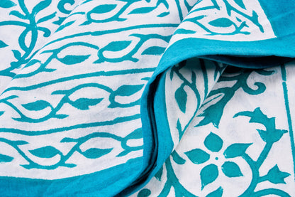 Vietri - mezzero singolo decoro turchese in cotone - 180x270