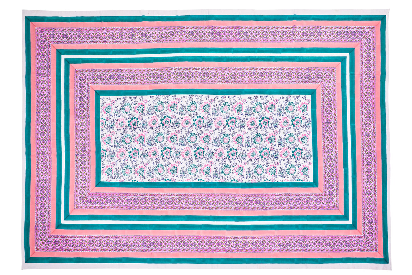 Ventotene - mezzero decoro rosa verde 180x270