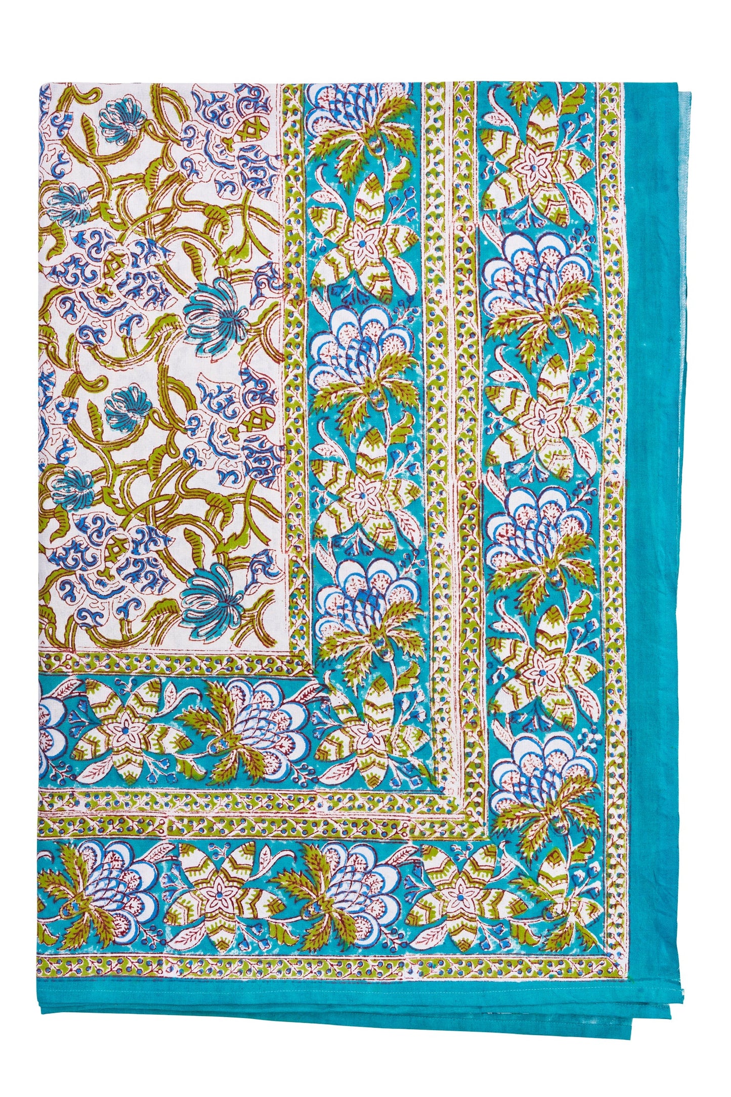 Monreale - mezzero singolo decoro turchese in cotone - 180x270