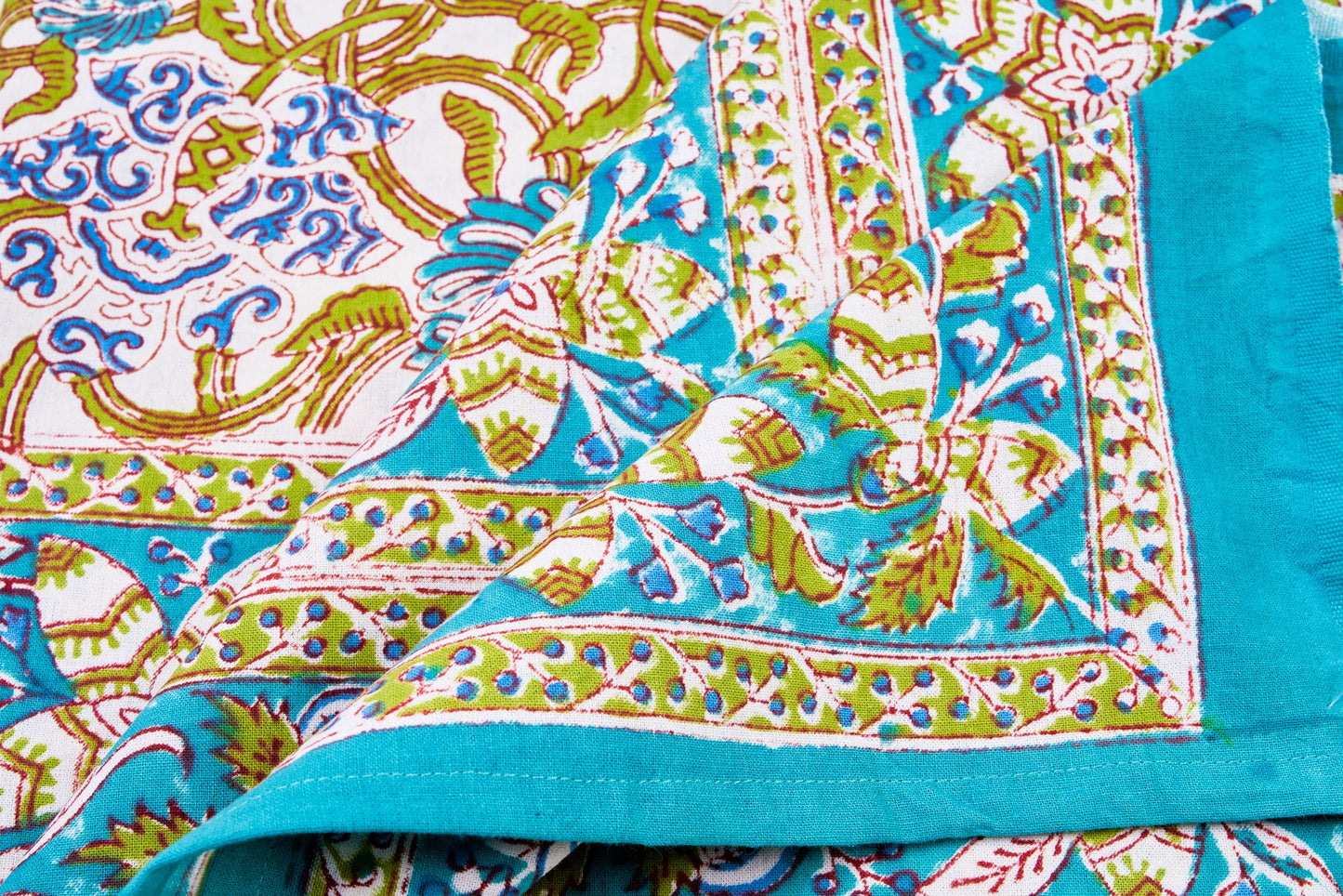 Monreale - mezzero singolo decoro turchese in cotone - 180x270