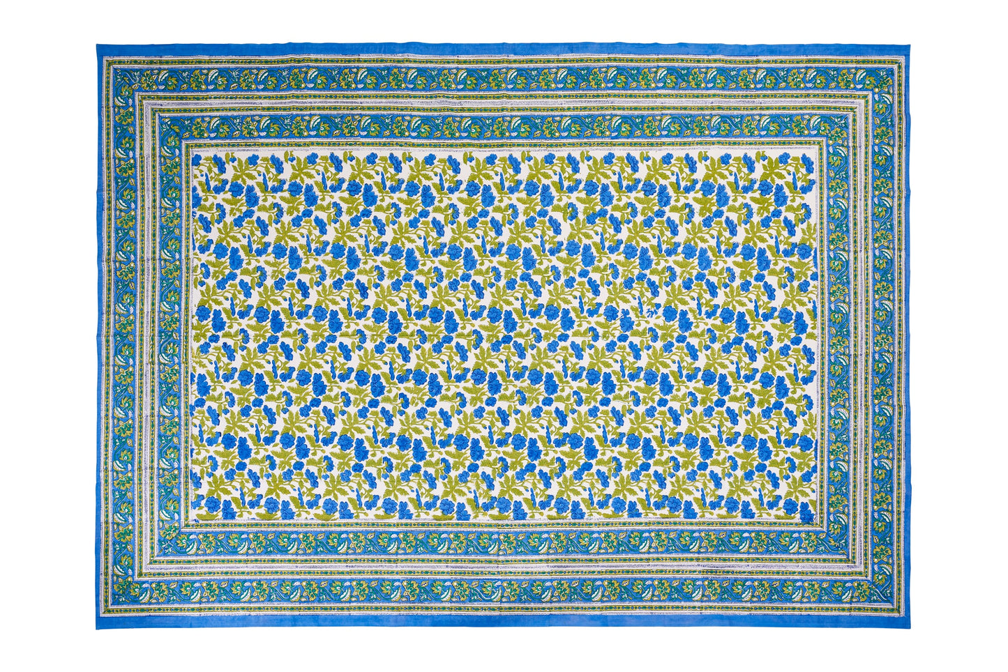Salento - mezzero singolo decoro blu in cotone - 180x270