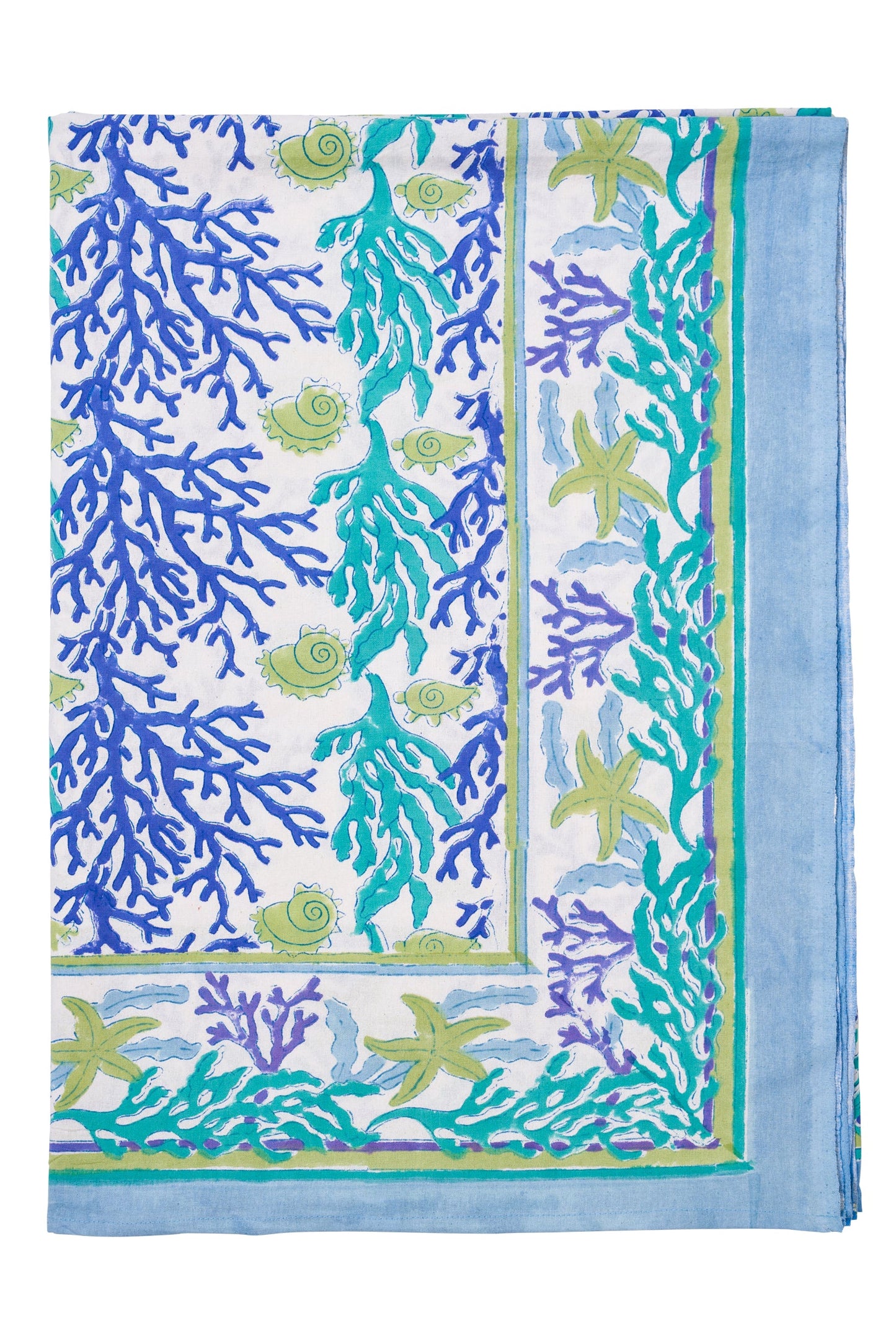 Positano - mezzero singolo decoro blu in cotone - 180x270