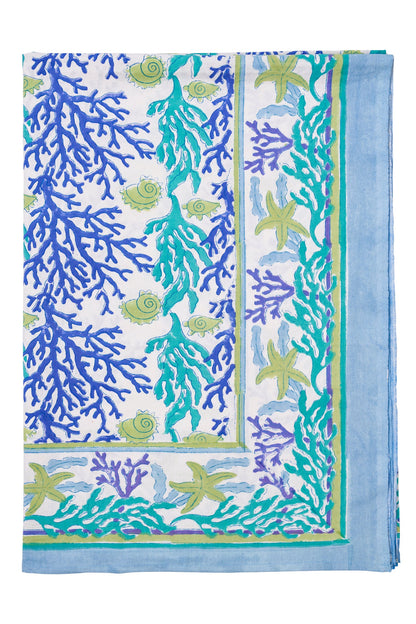 Positano - mezzero singolo decoro blu in cotone - 180x270