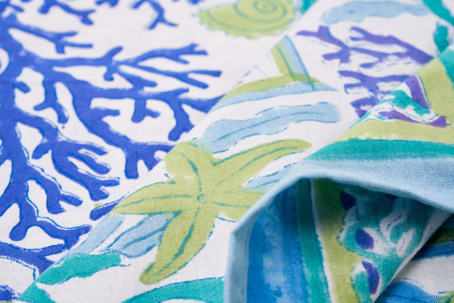 Positano - mezzero singolo decoro blu in cotone - 180x270