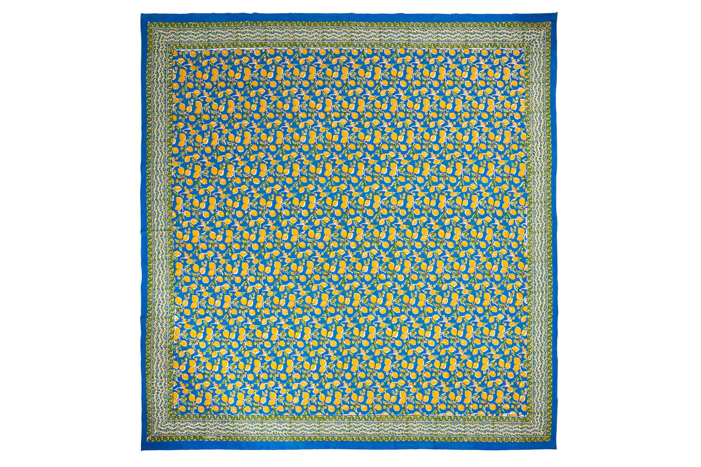 Anacapri - mezzero singolo decoro blu, giallo in cotone-180x270