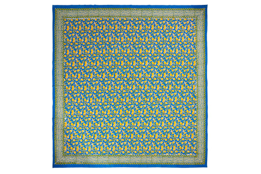 Anacapri - mezzero singolo decoro blu, giallo in cotone-180x270