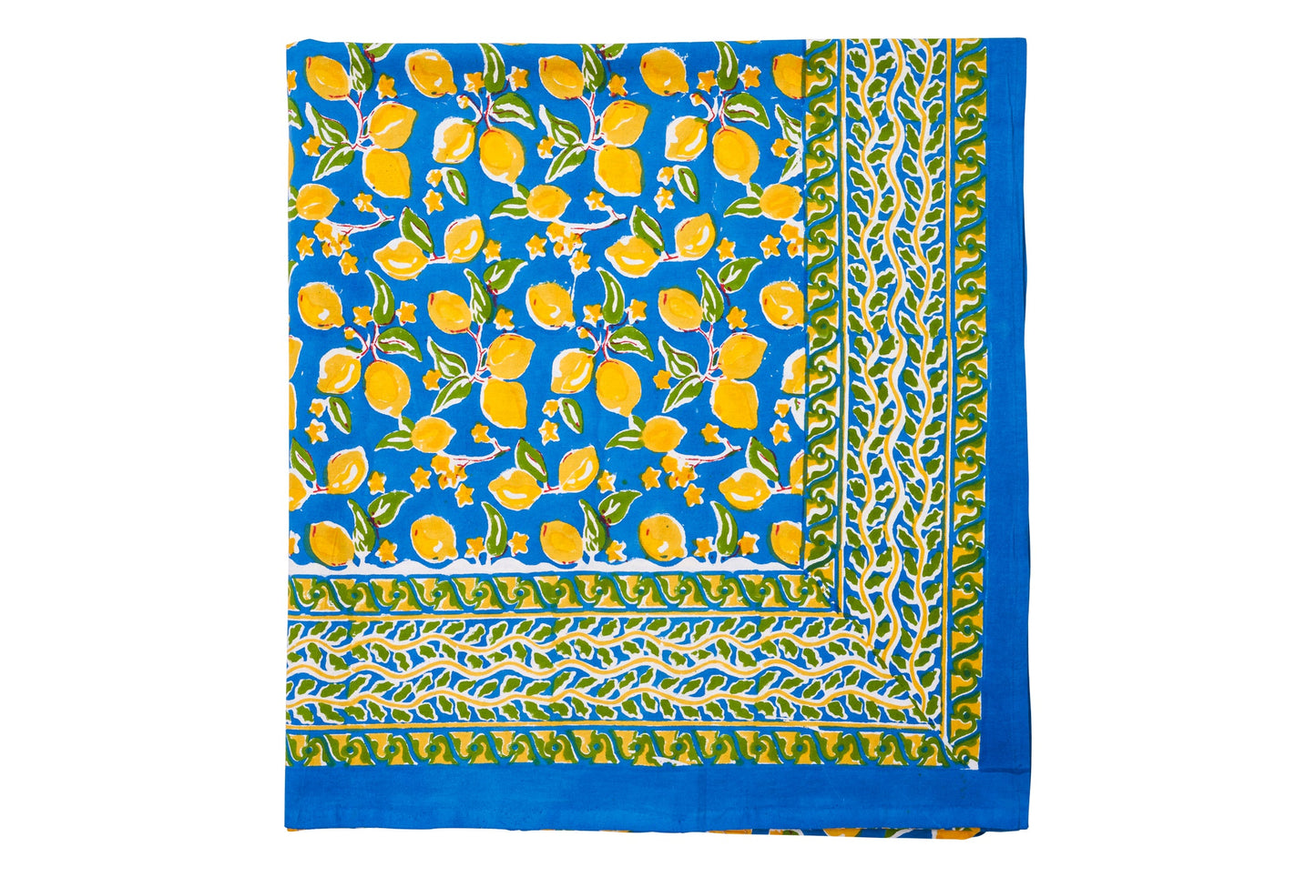 Anacapri - mezzero singolo decoro blu, giallo in cotone-180x270