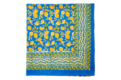 Anacapri - mezzero singolo decoro blu, giallo in cotone-180x270