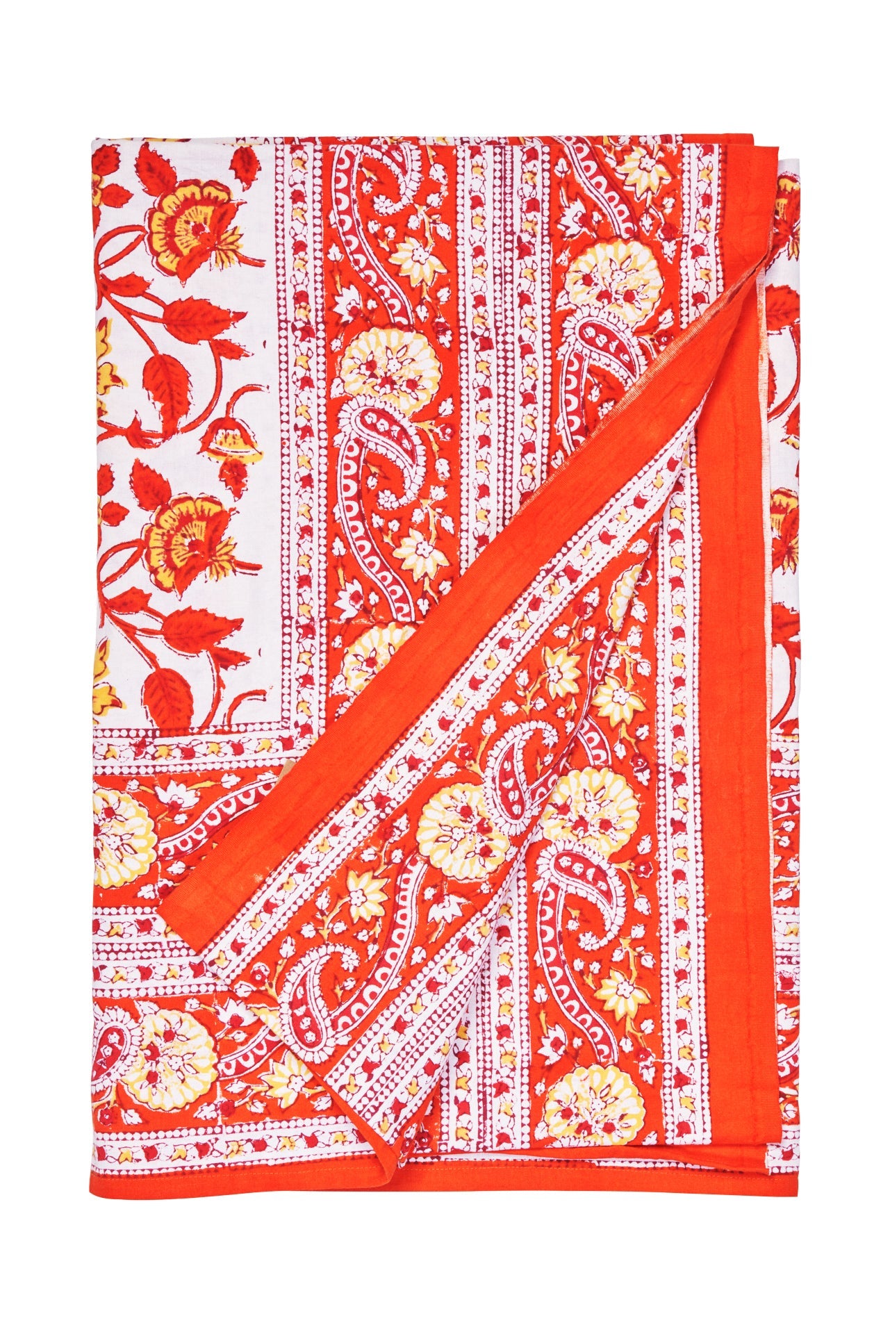 San vito lo capo - mezzero doppio decoro arancione in cotone