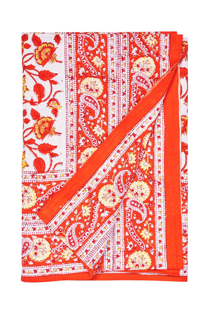 San vito lo capo - mezzero doppio decoro arancione in cotone