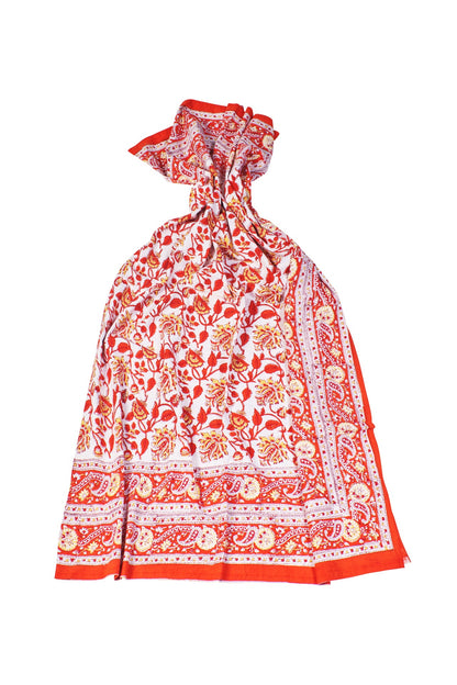 San vito lo capo - mezzero doppio decoro arancione in cotone