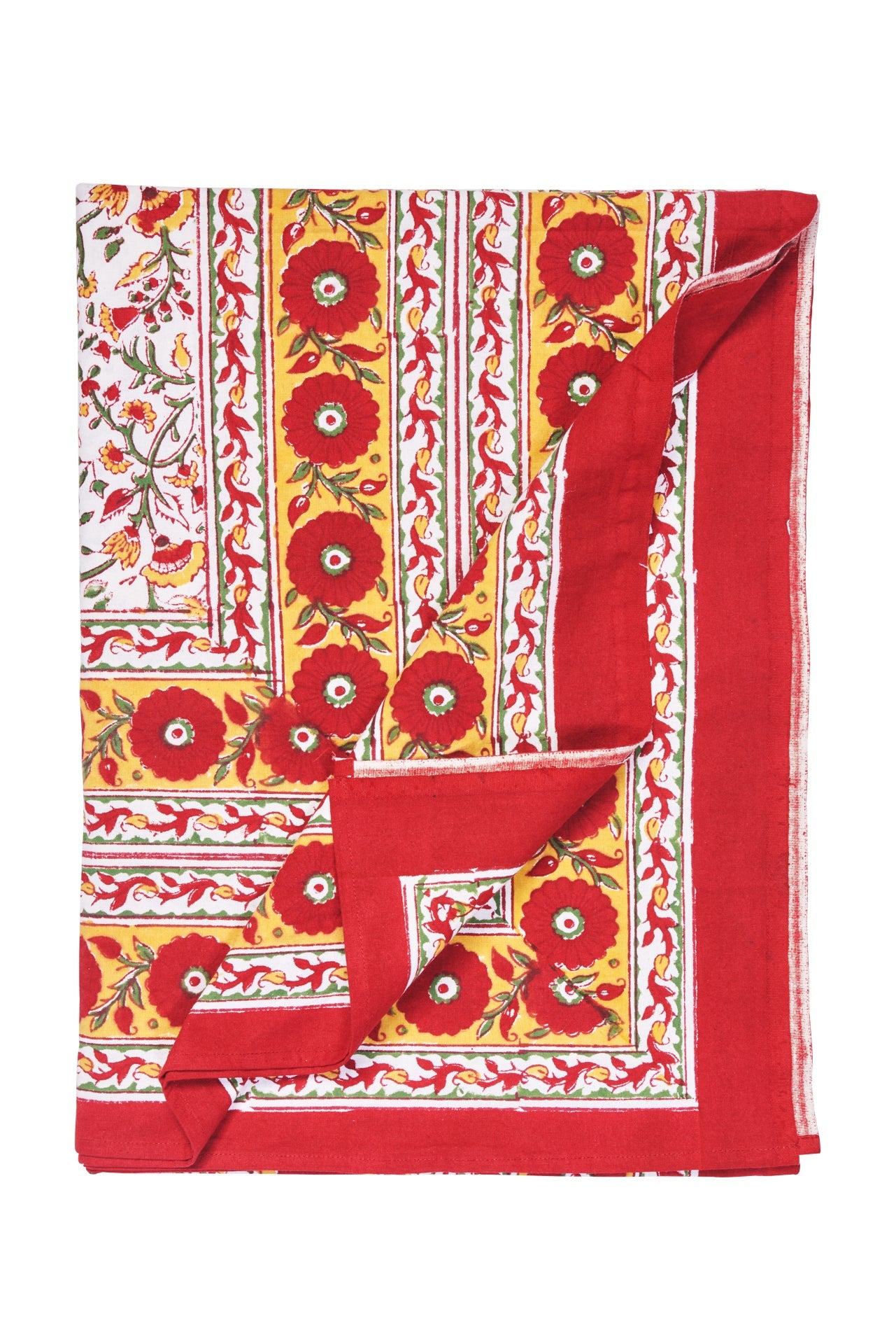 Modica - mezzero singolo decoro rosso in cotone - 180x270