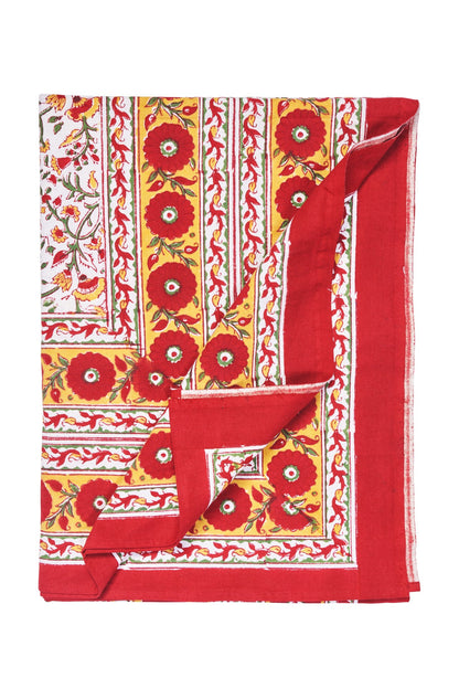 Modica - mezzero singolo decoro rosso in cotone - 180x270