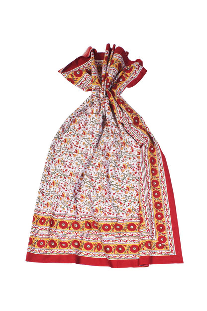 Modica - mezzero singolo decoro rosso in cotone - 180x270