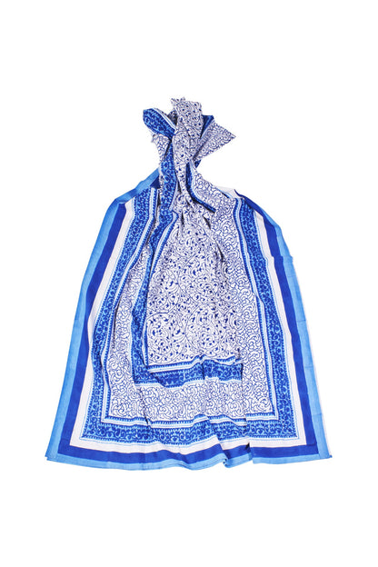 Dorgali - mezzero doppio decoro blu in cotone - 270x270