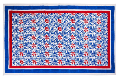 Noto - mezzero singolo decoro blu in cotone - 180x270