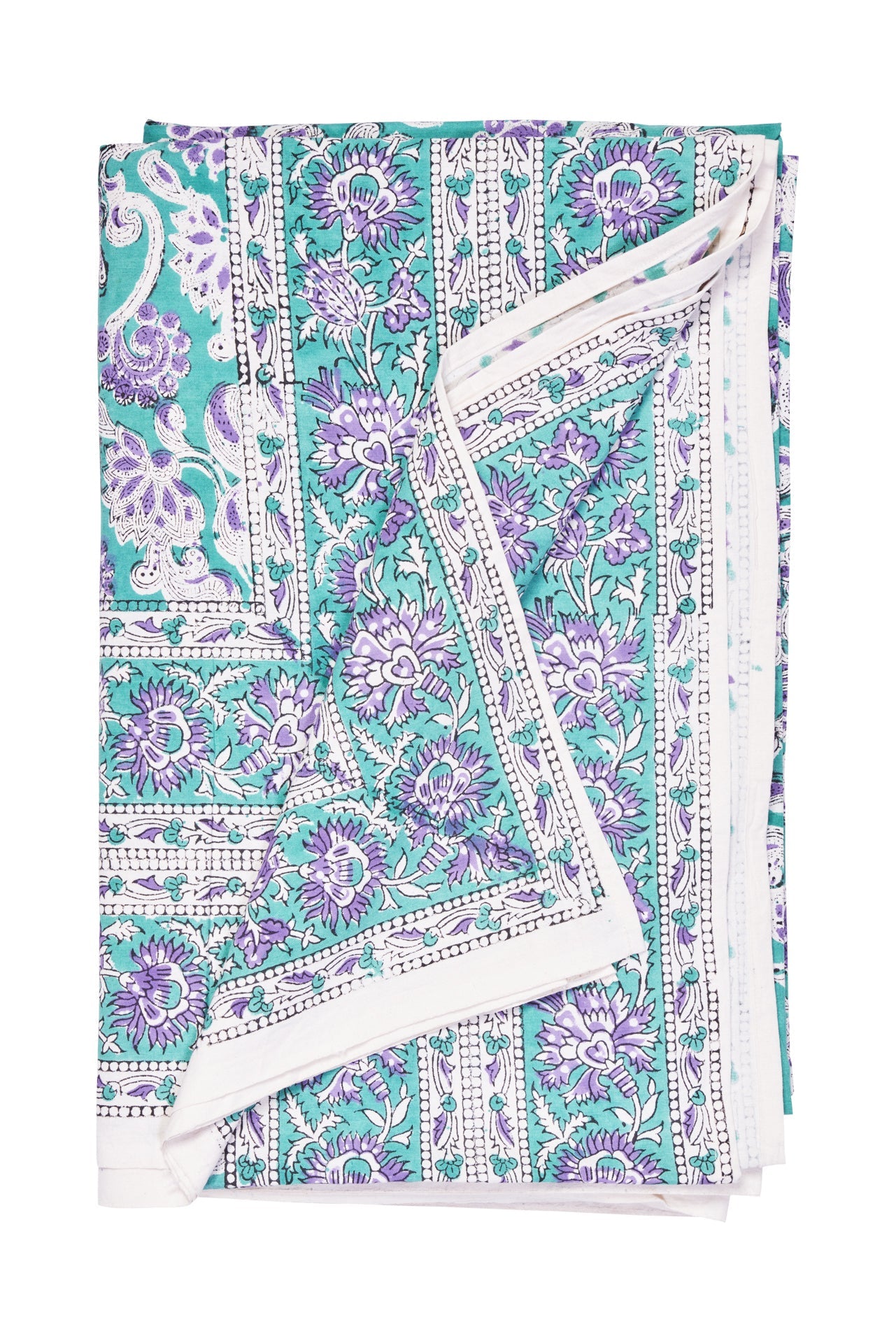 Ostuni - mezzero singolo decoro celeste in cotone - 180x270