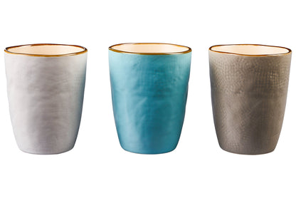 Mediterraneo Linea Mare - Bicchierotti in Gres - 3 Colori Assortiti