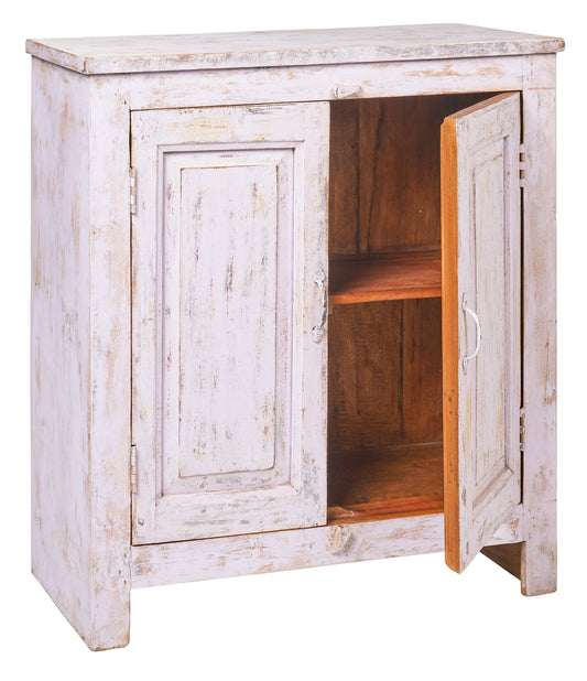Credenza piccola 2 sportelli in legno sbiancato