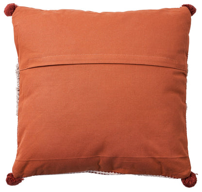 Pon pon - cuscino rosso e bianco con pon pon