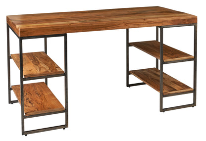 Gosberg- scrivania con mensole in legno e metallo