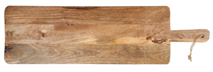 Tagliere rettangolare con piedini e manico in legno - grande