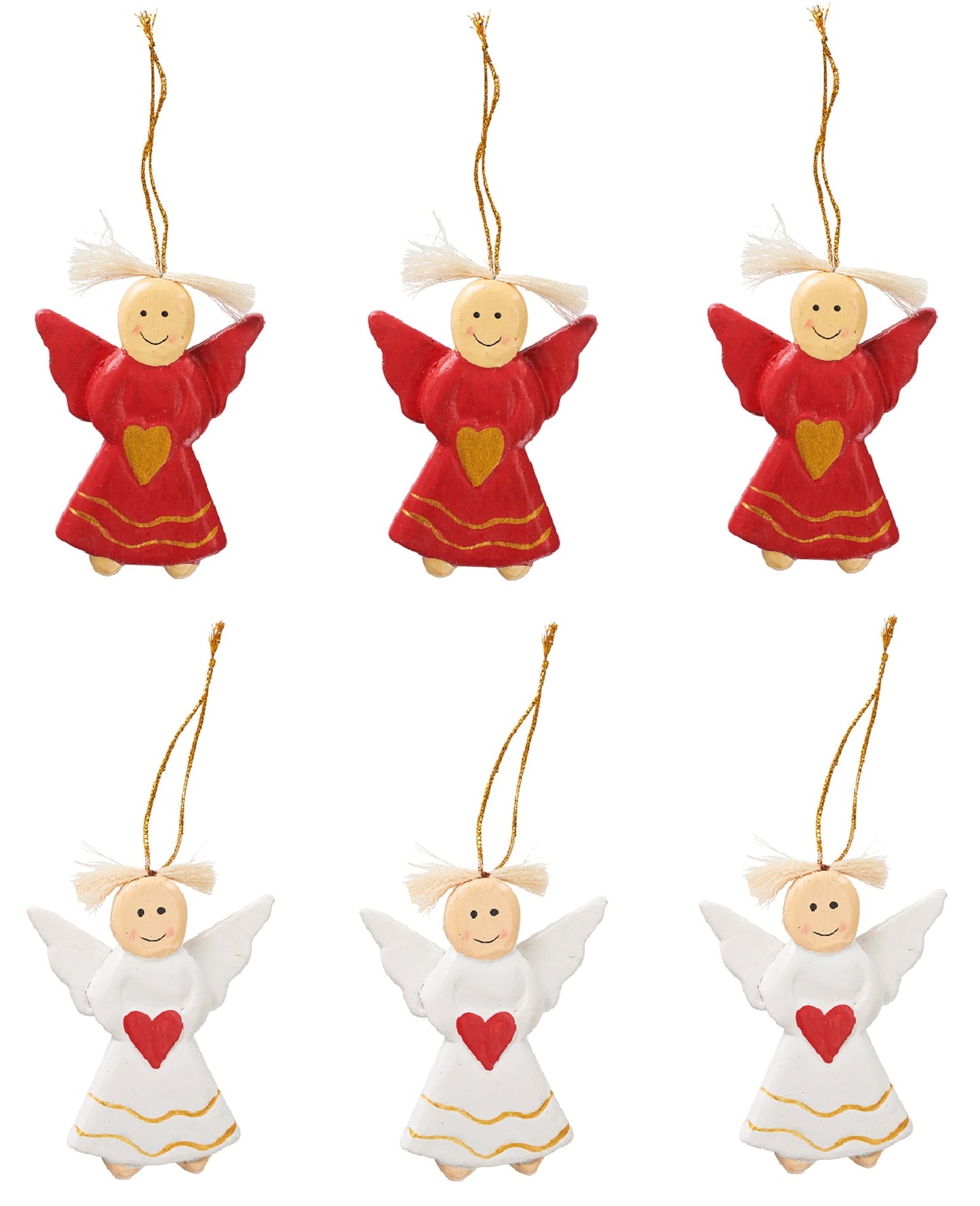 Decorazioni angeli in piedi bianchi e rossi set 1/12