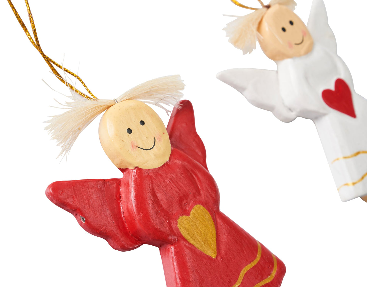 Decorazioni angeli in piedi bianchi e rossi set 1/12