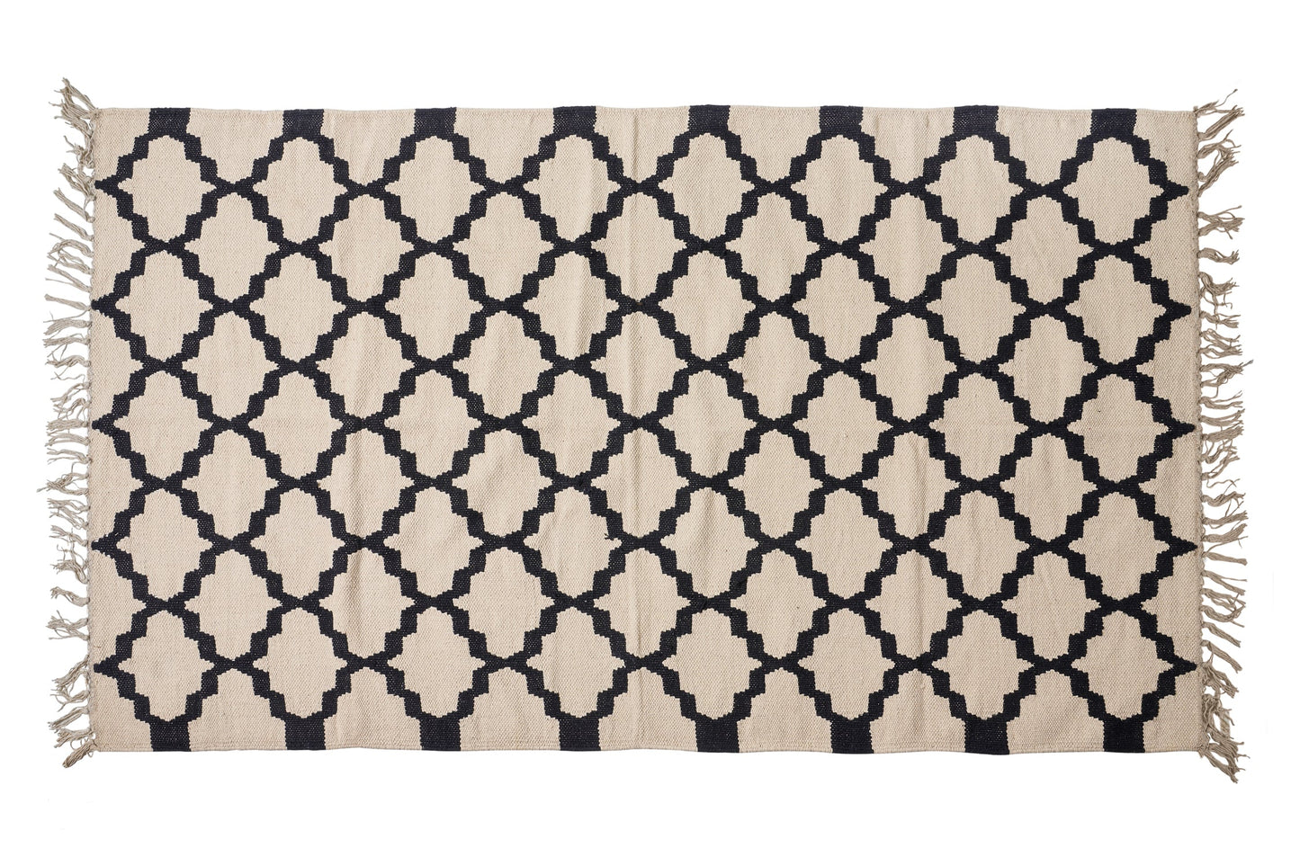 Tappeto dali bianco con decoro nero