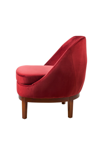Isotta - poltrona con base in legno rosso cinabro