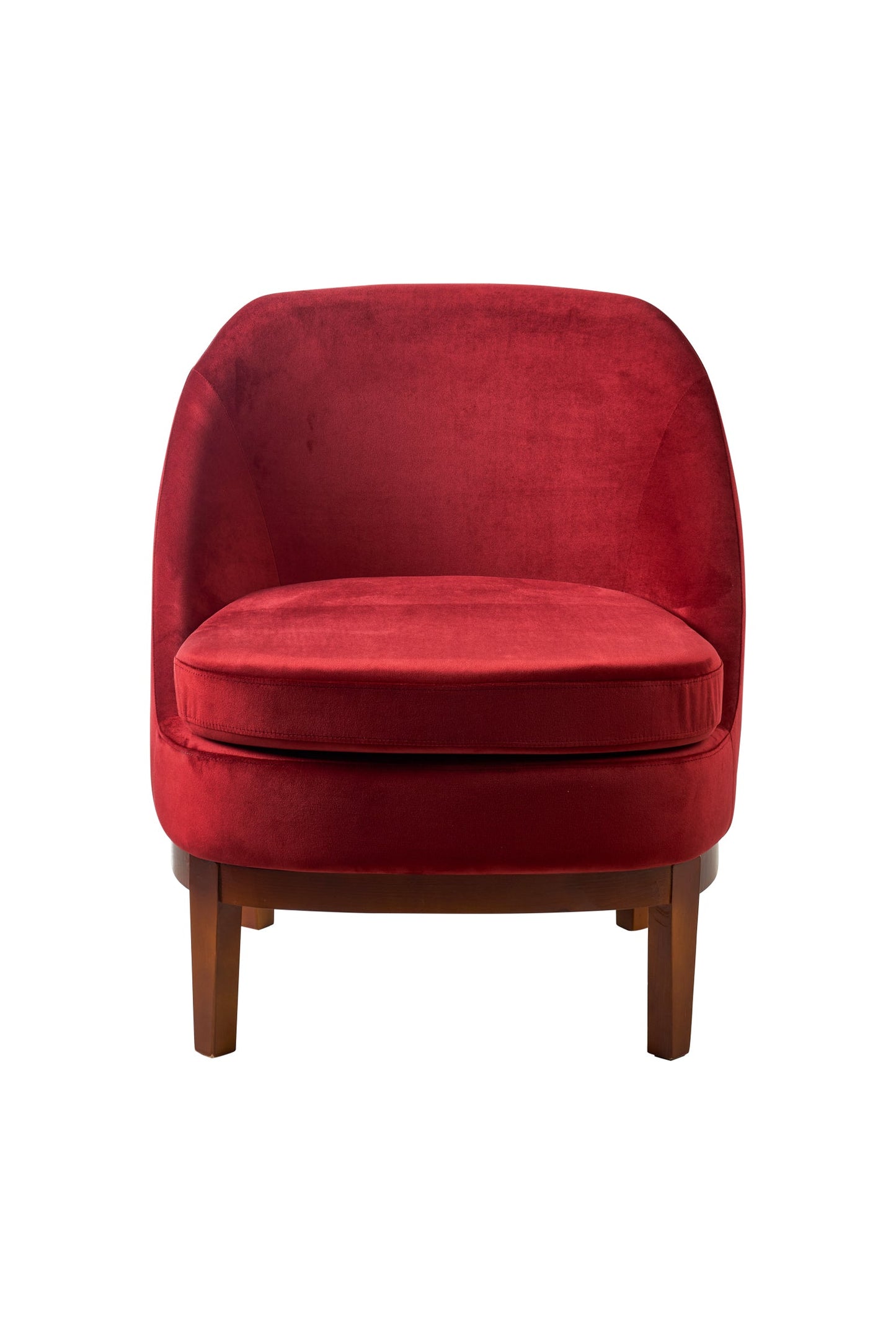 Isotta - poltrona con base in legno rosso cinabro
