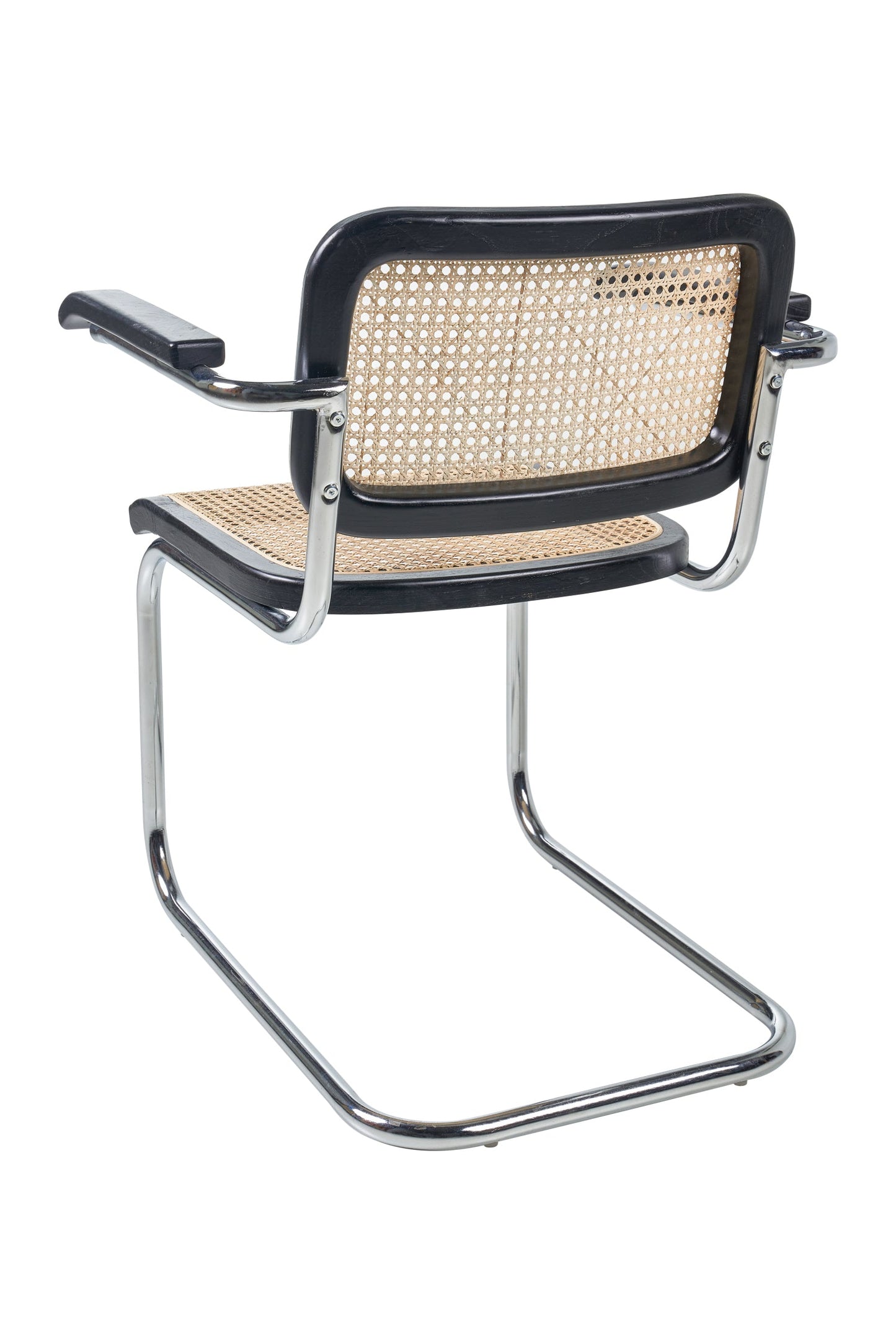 Olimpia - sedia nera in rattan con braccioli