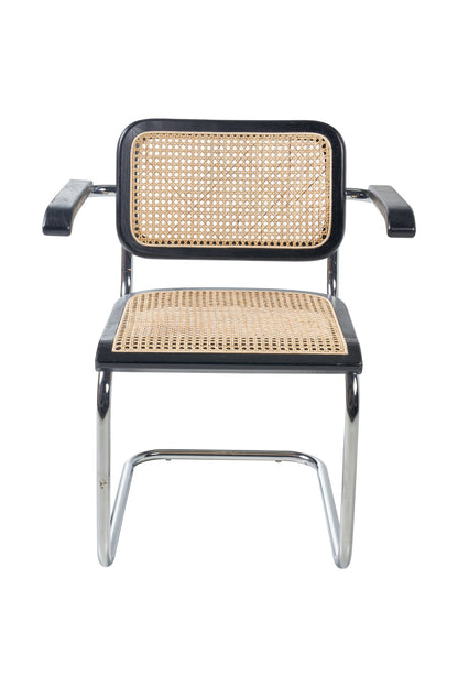 Olimpia - sedia nera in rattan con braccioli