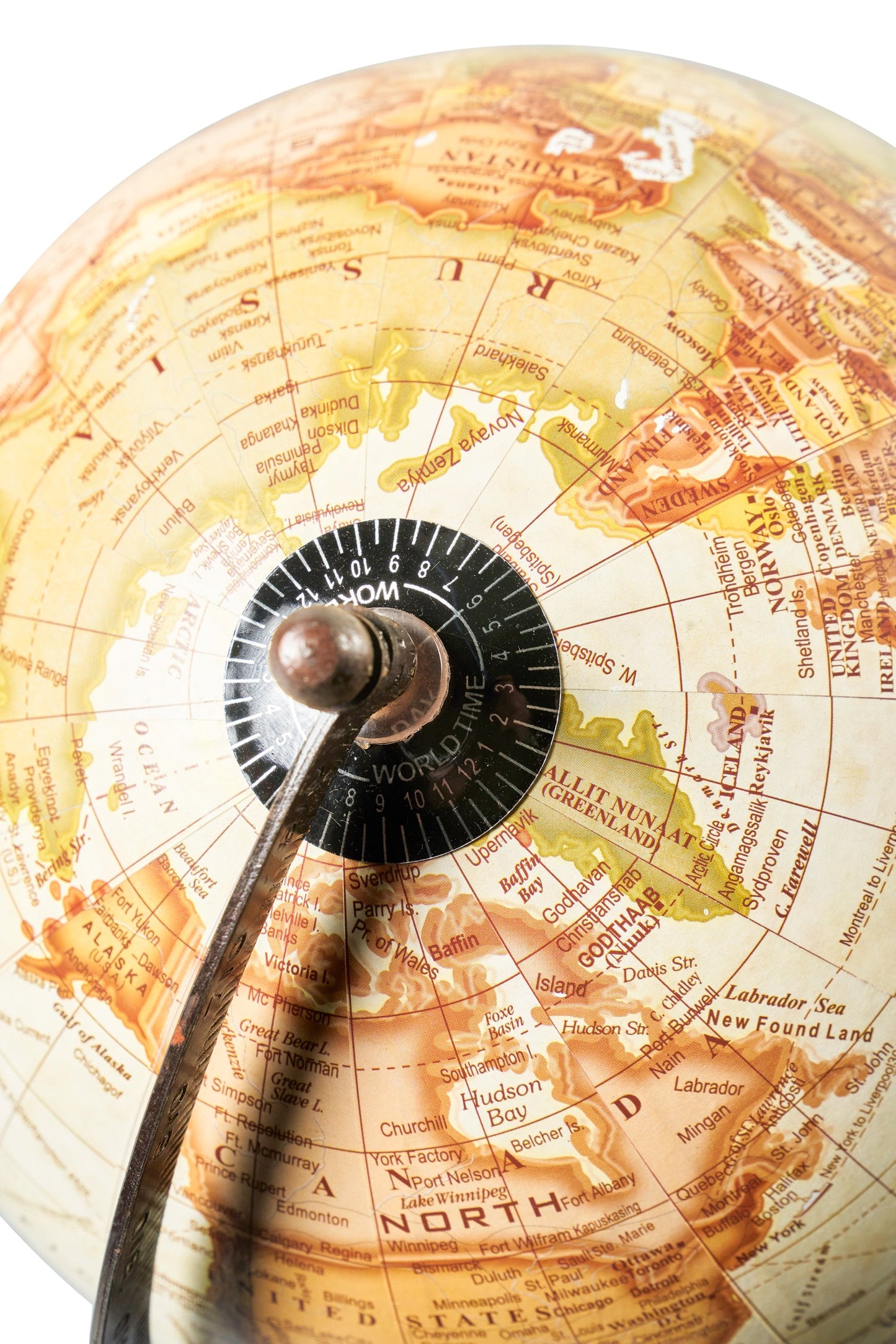 Mappamondo - globo crema base metallo brunito