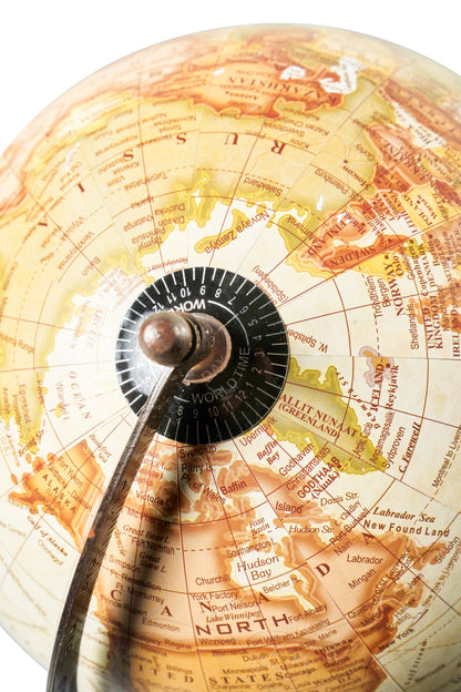 Mappamondo - globo crema base metallo brunito