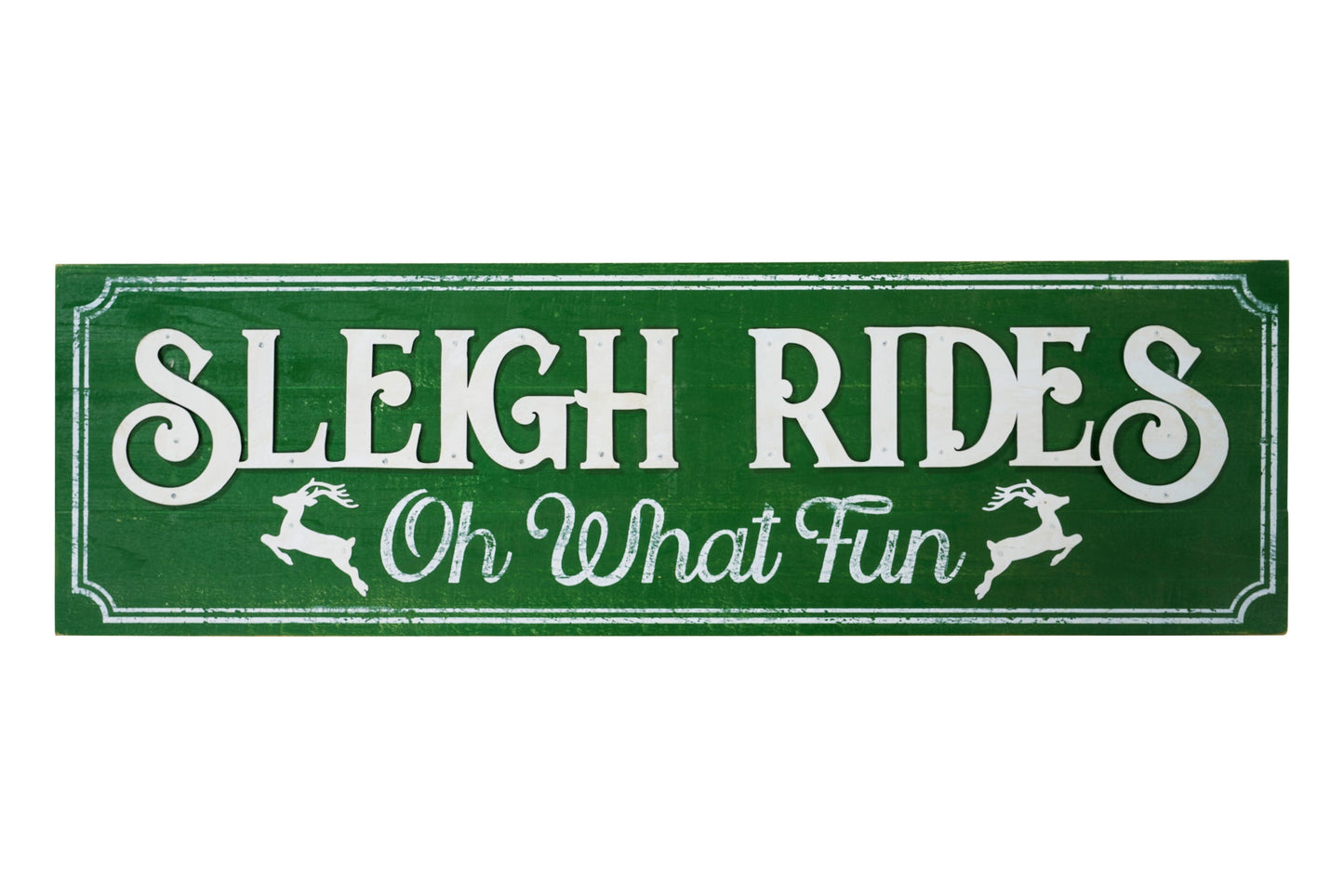 Merry - cartello verde sleigh rides oh what fun