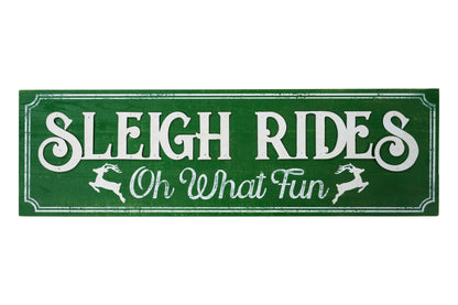 Merry - cartello verde sleigh rides oh what fun